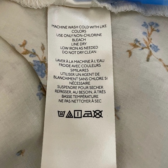 FREE PEOPLE Paloma Ivory Blue Floral Print Boho Long Sleeve Button Shirt Medium - Picture 13 of 15